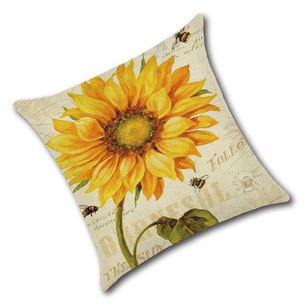 Sunflower Linen Pillow Case Decorative Cover Cushion Sofa Home Office Ornaments